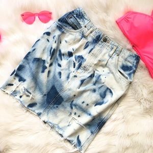 Vintage Acid Wash Tie Dye Festival Jean Skirt